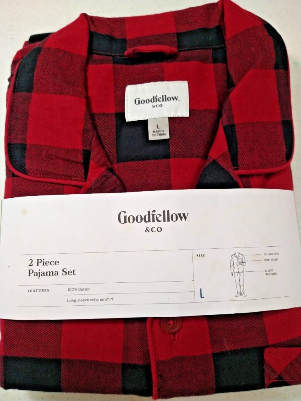 Wondershop 82809862 Men Pajama Set, Size L - Black/Red